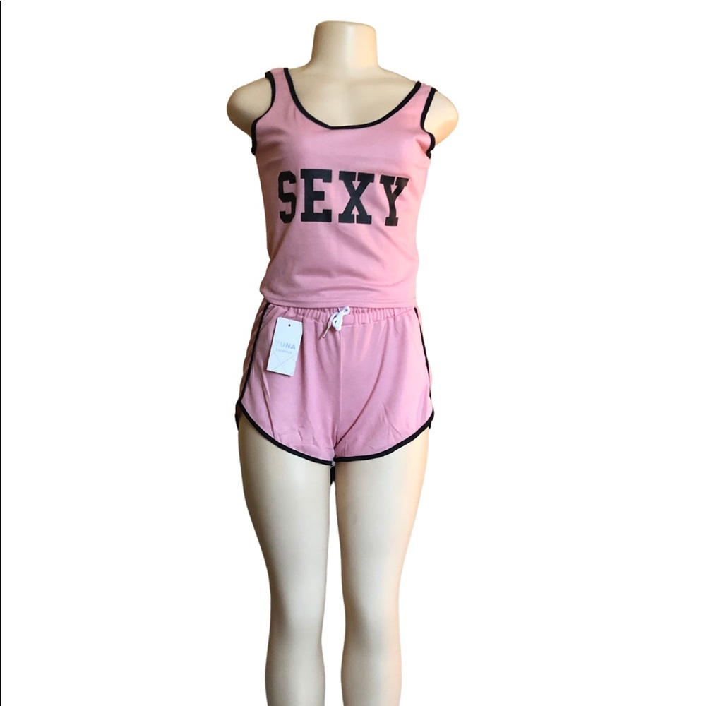 Pale Pink Sexy 2 Piece Short Set